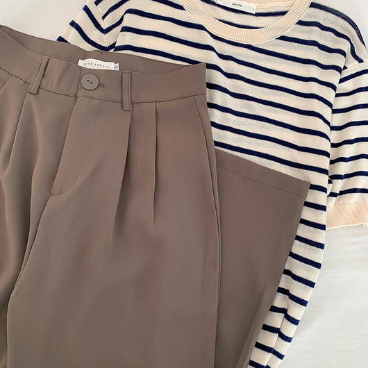 Pantalón Ancho Cintura Alta Beige Verano Casual Holgado - Image 26