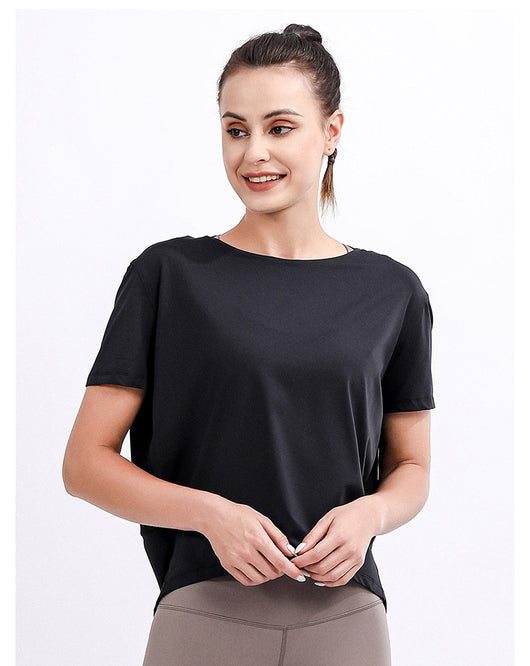 Blusa Deportiva Suelta Manga Corta Talla Grande para Yoga y Entrenamiento - Image 17