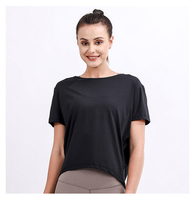 Blusa Deportiva Suelta Manga Corta Talla Grande para Yoga y Entrenamiento - Image 18