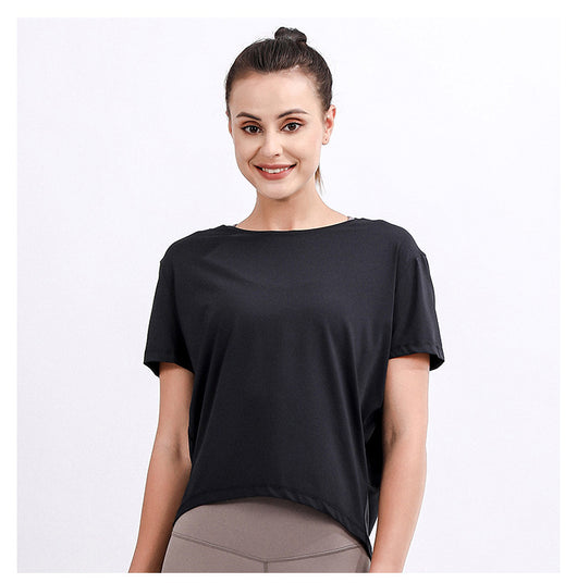 Blusa Deportiva Suelta Manga Corta Talla Grande para Yoga y Entrenamiento - Image 18