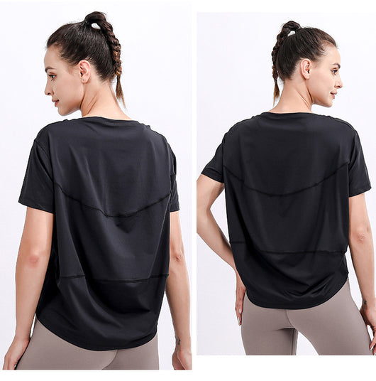 Blusa Deportiva Suelta Manga Corta Talla Grande para Yoga y Entrenamiento - Image 19