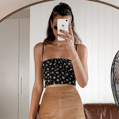 Top Halter Floral Ajustado con Tirantes Finos para Mujer - Image 10