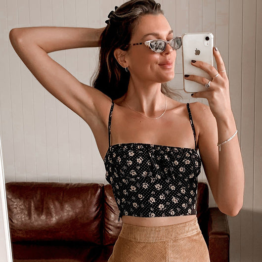Top Halter Floral Ajustado con Tirantes Finos para Mujer - Image 14