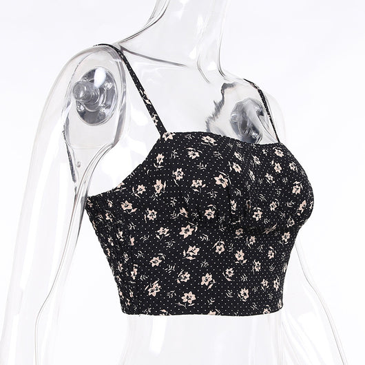 Top Halter Floral Ajustado con Tirantes Finos para Mujer - Image 18
