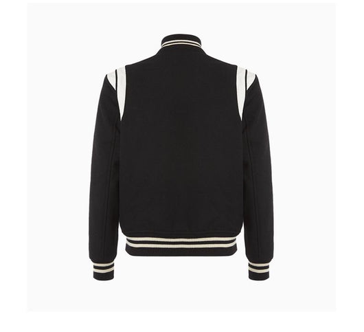Chaqueta Aviador Lana Primavera Otoño Contraste Negro Blanco - Image 10