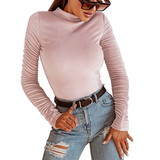 Blusa Plisada de Manga Larga Color Sólido - Elegancia Versátil - Image 12