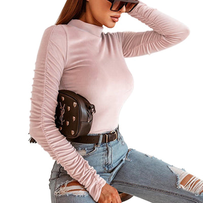 Blusa Plisada de Manga Larga Color Sólido - Elegancia Versátil - Image 13