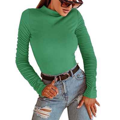 Blusa Plisada de Manga Larga Color Sólido - Elegancia Versátil - Image 14