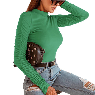 Blusa Plisada de Manga Larga Color Sólido - Elegancia Versátil - Image 15