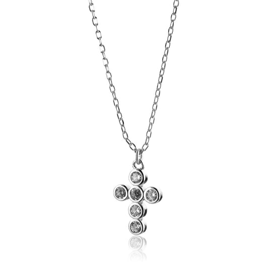 Collar Colgante Cruz de Plata 925 con Circones Blancos y Negros - Image 13
