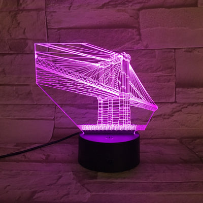 Lámpara LED 3D Puente de Manhattan - Luz Nocturna Ilusión Óptica Multicolor - Image 7