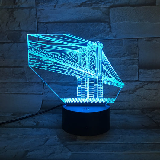 Lámpara LED 3D Puente de Manhattan - Luz Nocturna Ilusión Óptica Multicolor - Image 8