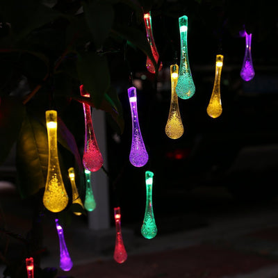 Guirnalda Solar de Luces LED Gotas de Agua Impermeable para Jardín y Fiestas - Image 13