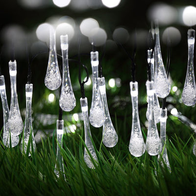Guirnalda Solar de Luces LED Gotas de Agua Impermeable para Jardín y Fiestas - Image 17