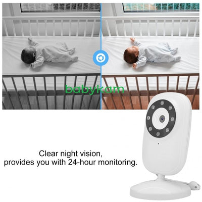 White 3.5-inch wireless baby monitor with a screen showing a smiling baby, featuring gray control buttons. - Image 9