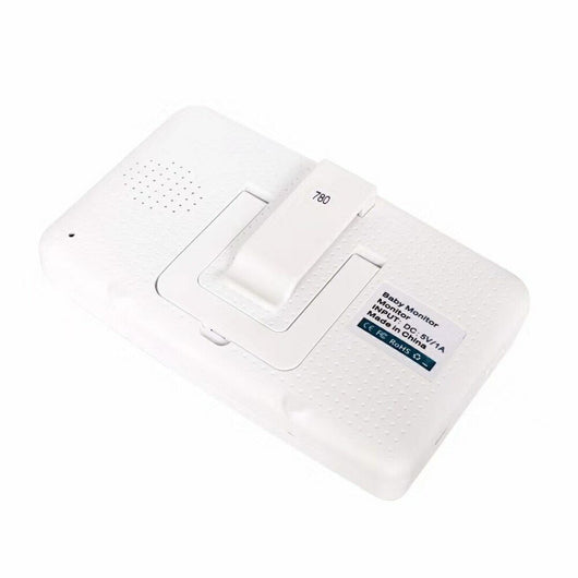 White 3.5-inch wireless baby monitor with a screen showing a smiling baby, featuring gray control buttons. - Image 13