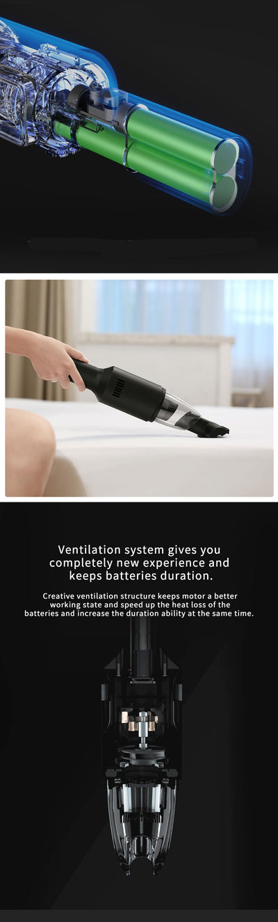 Dark gray cylindrical handheld vacuum cleaner in a car's cup holder, ready for quick interior cleaning. - Image 8