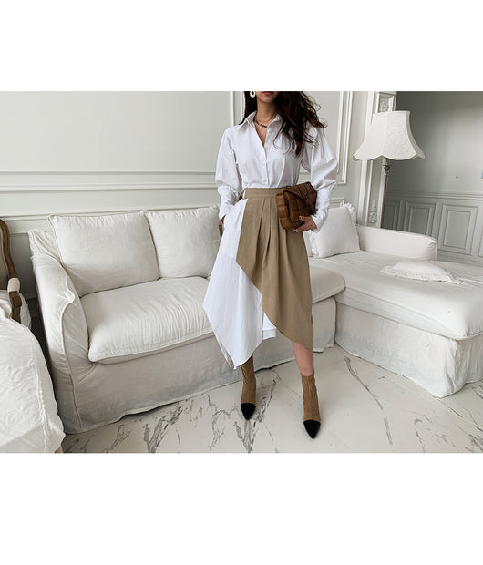 Vestido Dos Piezas con Falda Plisada Irregular y Blusa Envolvente - Image 9