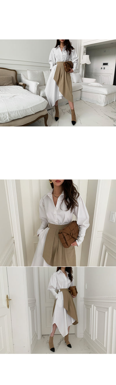 Vestido Dos Piezas con Falda Plisada Irregular y Blusa Envolvente - Image 10