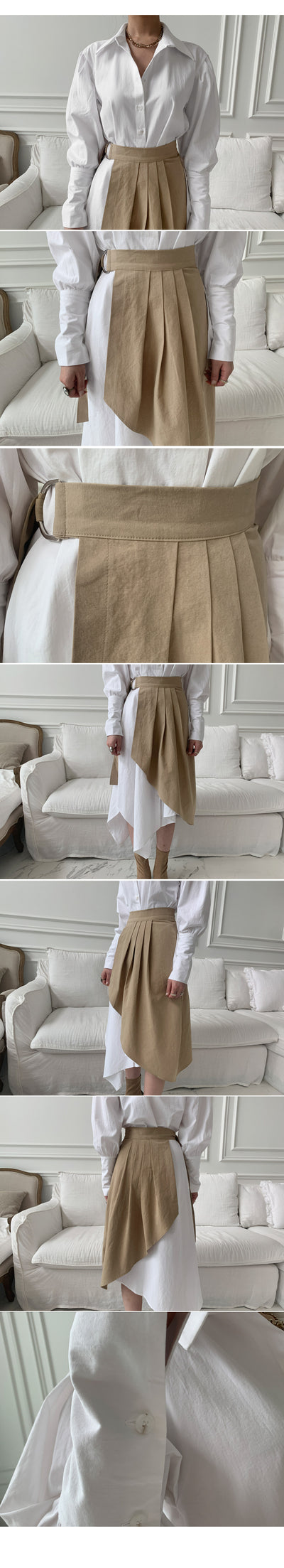 Vestido Dos Piezas con Falda Plisada Irregular y Blusa Envolvente - Image 11