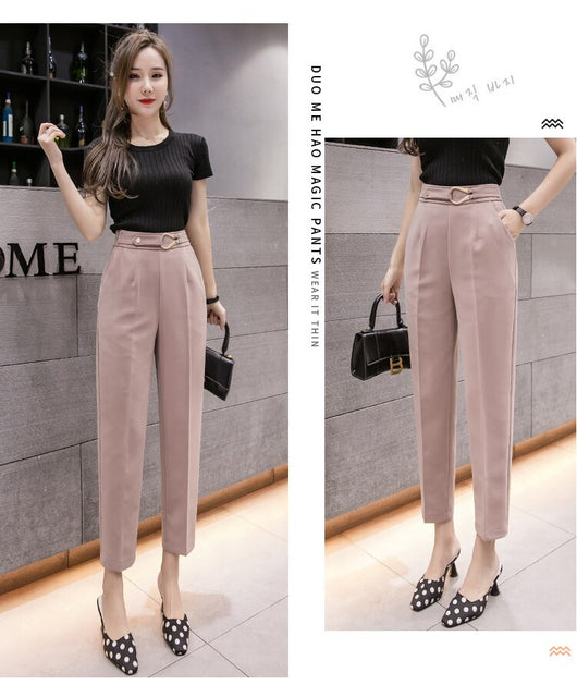 Pantalón Cropped Talle Alto Slim Fit Casual para Mujer - Primavera - Image 6