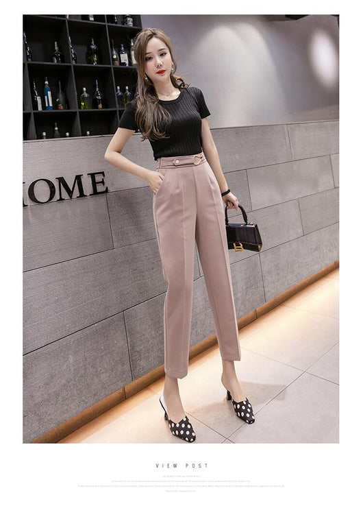 Pantalón Cropped Talle Alto Slim Fit Casual para Mujer - Primavera - Image 9