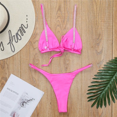 Bikini Triangular Diamantado Estilo Europeo Americano - Traje de Baño Dividido Elegante para Mujer - Image 15