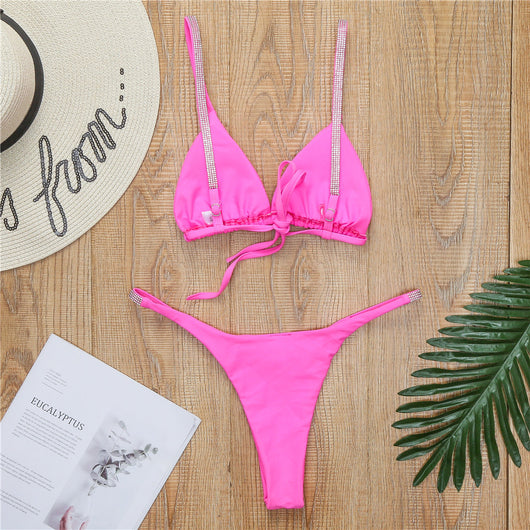Bikini Triangular Diamantado Estilo Europeo Americano - Traje de Baño Dividido Elegante para Mujer - Image 15