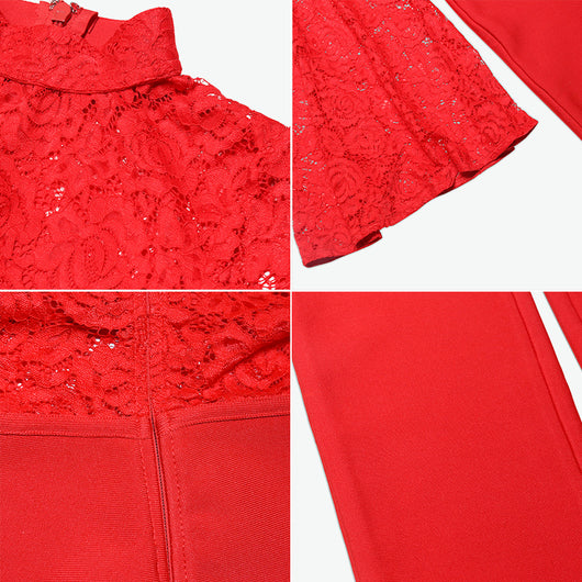 Jumpsuit Elegante con Mangas Acampanadas y Encaje Transparente - Image 25
