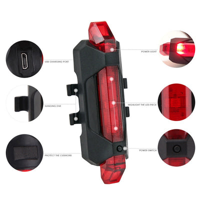 Kit de Luces LED para Bicicleta USB Recargables - Delantera y Trasera - Image 18