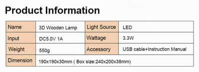 Lámpara LED 3D de Madera con Luz Cálida - Iluminación de Ambiente - Image 12
