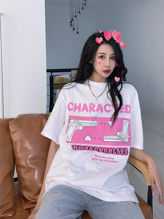 Playera de Algodón Suelta Estampado Divertido - Cómoda y Fresca para Verano - Image 13