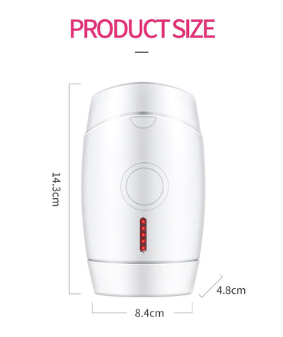White home laser hair removal instrument with a sleek design, featuring a circular control button and red indicator lights. - Image 11
