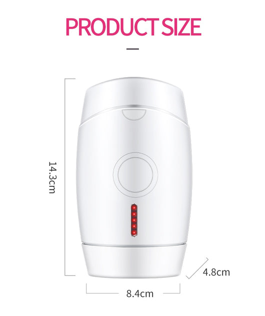 White home laser hair removal instrument with a sleek design, featuring a circular control button and red indicator lights. - Image 11