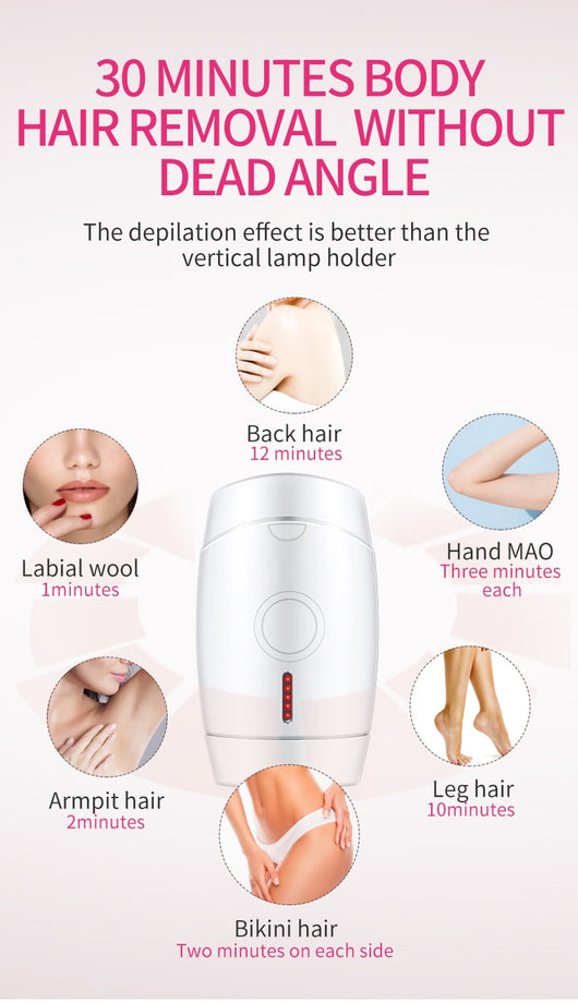 White home laser hair removal instrument with a sleek design, featuring a circular control button and red indicator lights. - Image 20