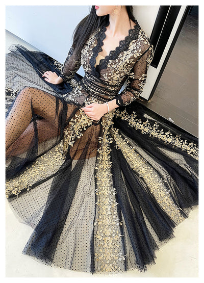 Vestido Elegante Estilo Hepburn con Malla Bordada Premium - Image 10