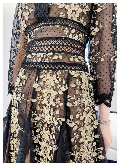 Vestido Elegante Estilo Hepburn con Malla Bordada Premium - Image 12