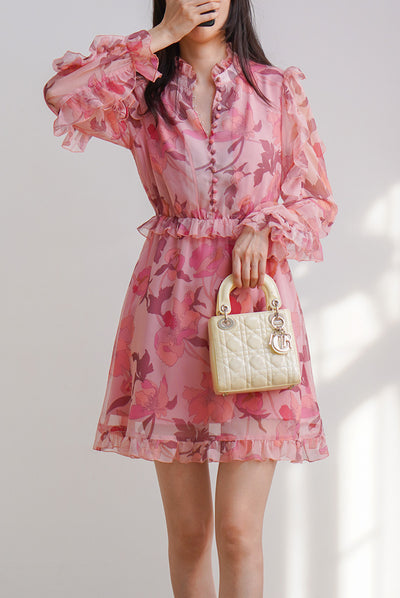 Vestido Elegante de Gasa con Cuello Mao y Cintura Francesa - Image 7