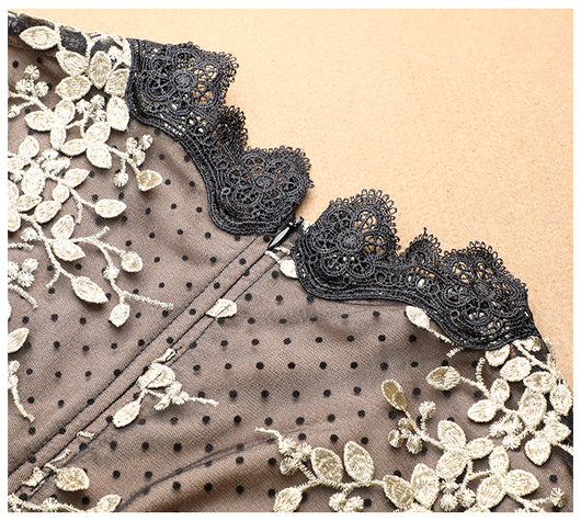 Vestido Elegante Estilo Hepburn con Malla Bordada Premium - Image 19