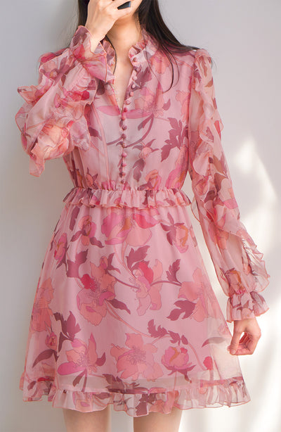 Vestido Elegante de Gasa con Cuello Mao y Cintura Francesa - Image 8