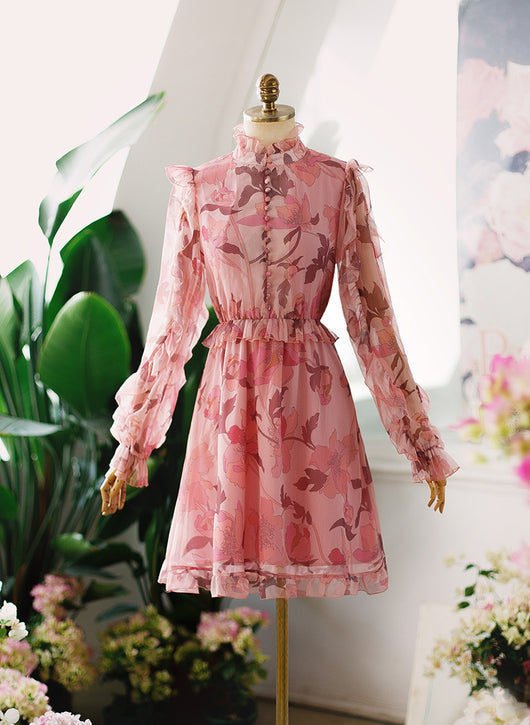 Vestido Elegante de Gasa con Cuello Mao y Cintura Francesa - Image 11