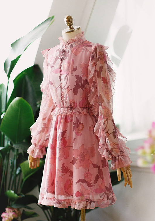Vestido Elegante de Gasa con Cuello Mao y Cintura Francesa - Image 12
