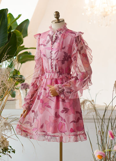 Vestido Elegante de Gasa con Cuello Mao y Cintura Francesa - Image 19