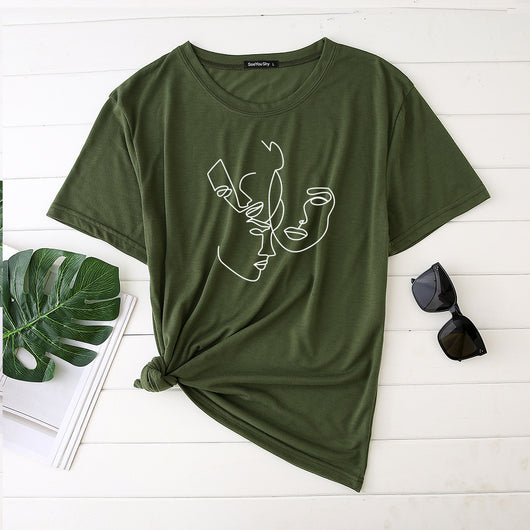 Playera Mujer Estampado Minimalista Líneas Abstractas - Image 11