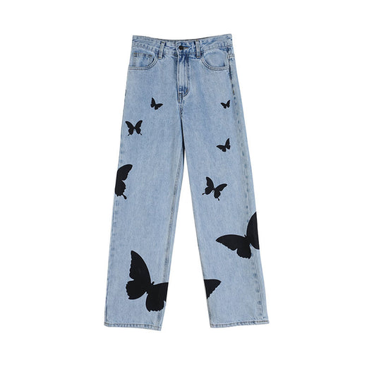 Pantalones Jeans Rectos Mariposa en Tonos Claros - Pierna Ancha - Image 10