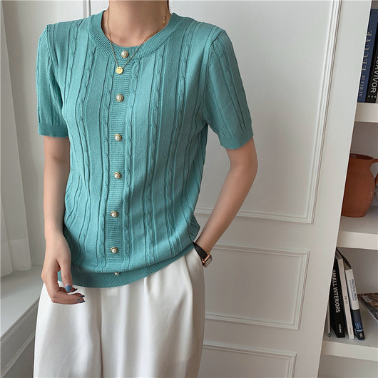 Playera Slim Fit de Seda Helada Manga Corta - Image 28