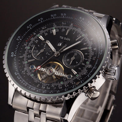 Reloj Automático Tourbillon con Calendario y Esfera Grande - Acero Inoxidable para Hombre - Image 9