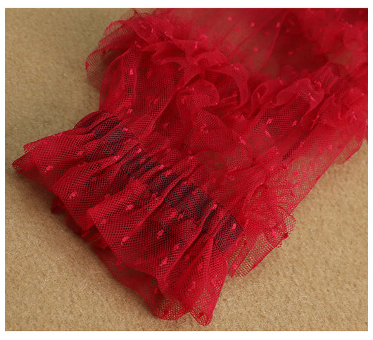 Vestido Rojo Elegante de Novia con Mangas Largas para Dama - Image 14