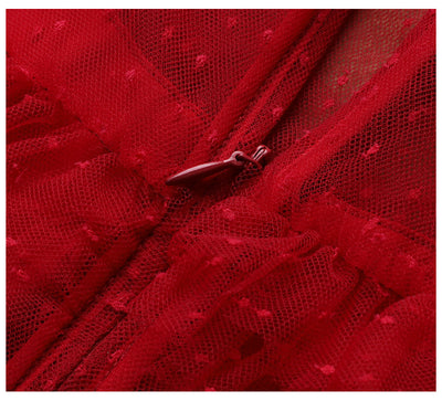 Vestido Rojo Elegante de Novia con Mangas Largas para Dama - Image 16