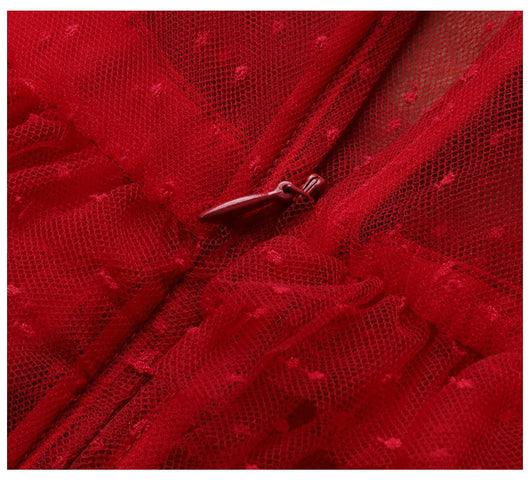 Vestido Rojo Elegante de Novia con Mangas Largas para Dama - Image 16
